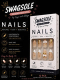 Celestial Moon & Gold Star Press-On Nails - Swagsole 12 Pcs Luxury Reusable Fake Nails