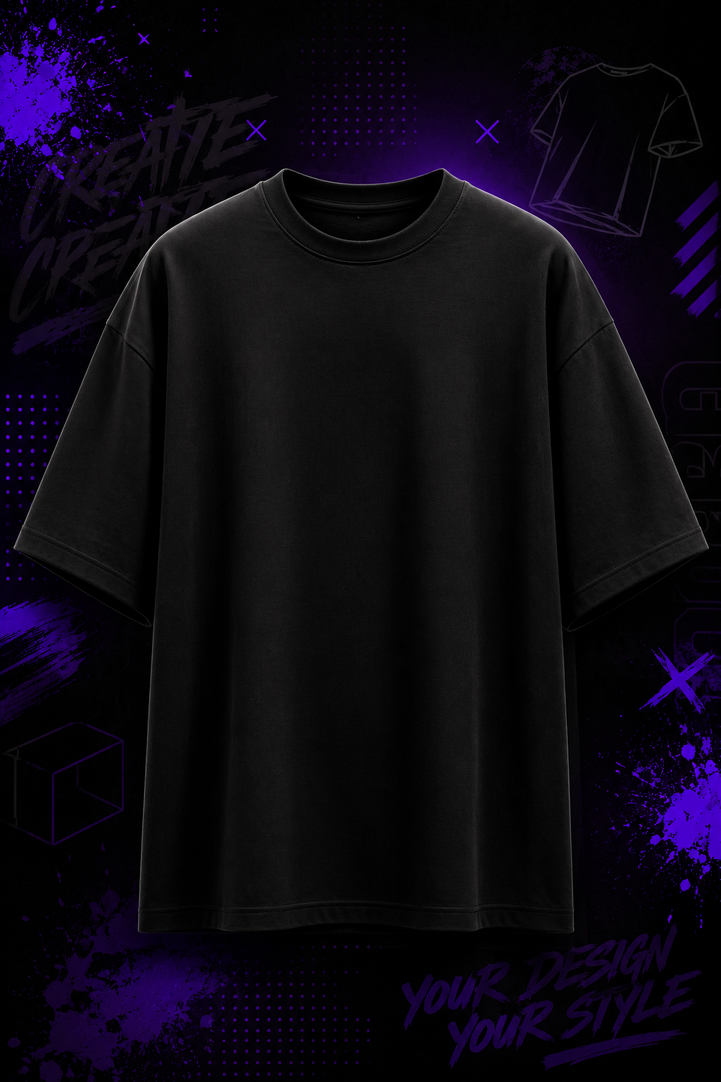 Custom Black Oversized T-Shirt | Personalized Print T-Shirt | SwagSole