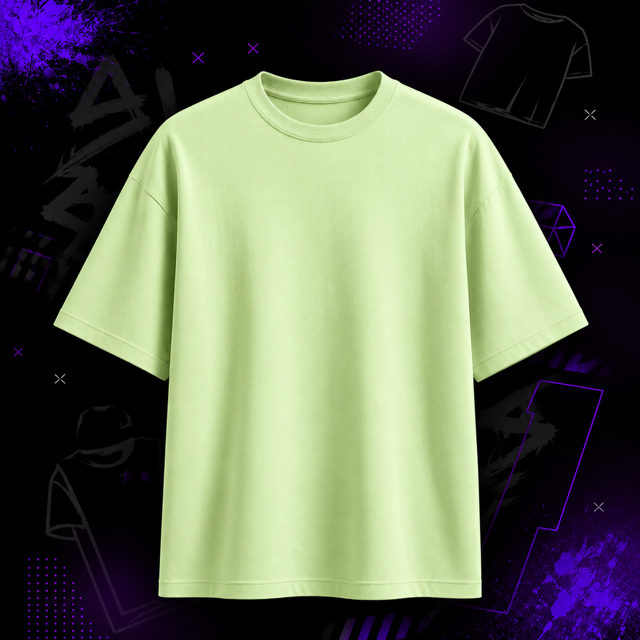 Pista Green Plain Oversized T-Shirt for Men & Women | Premium Cotton Casual Tee