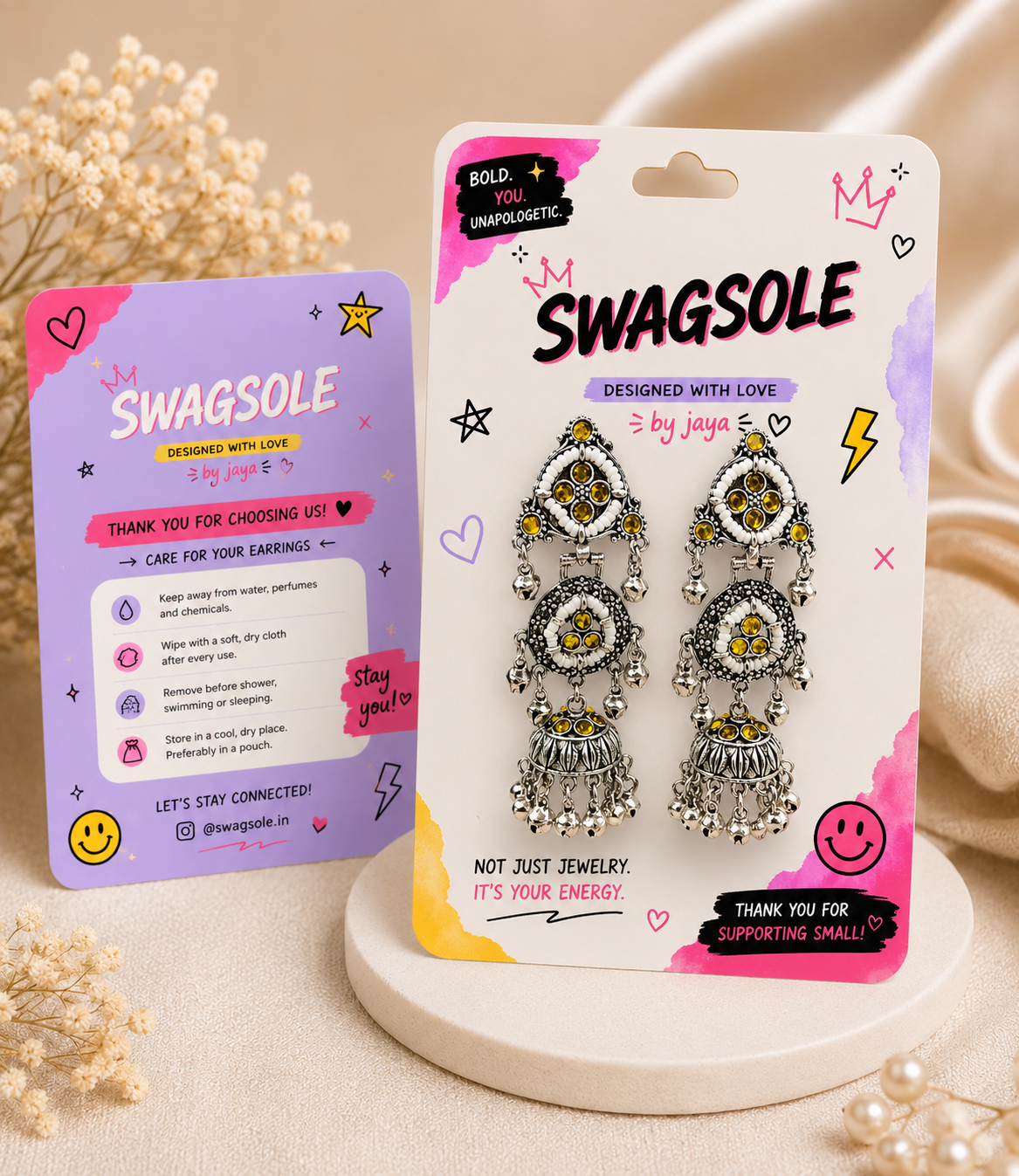 SwagSole Kashmiri Korean Style Geometric Drop Earrings | Streetwear Fashion
