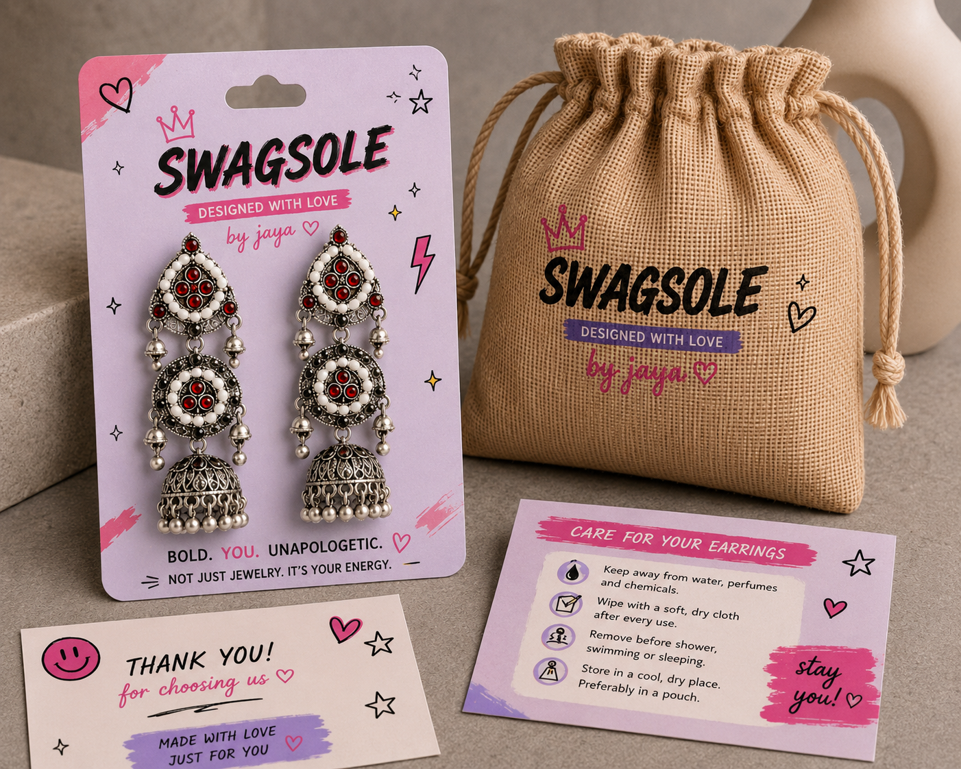 SwagSole Kashmiri Korean Style Geometric Drop Earrings | Streetwear Fashion