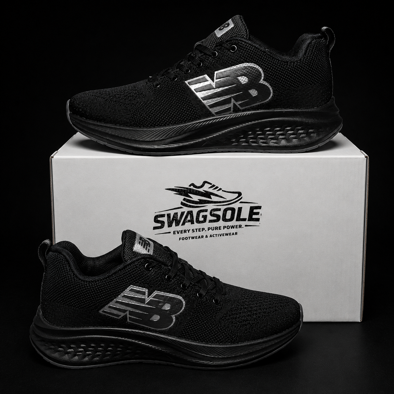 SWAGSOLE Urban Active Black Sports Shoes | Neo bond series