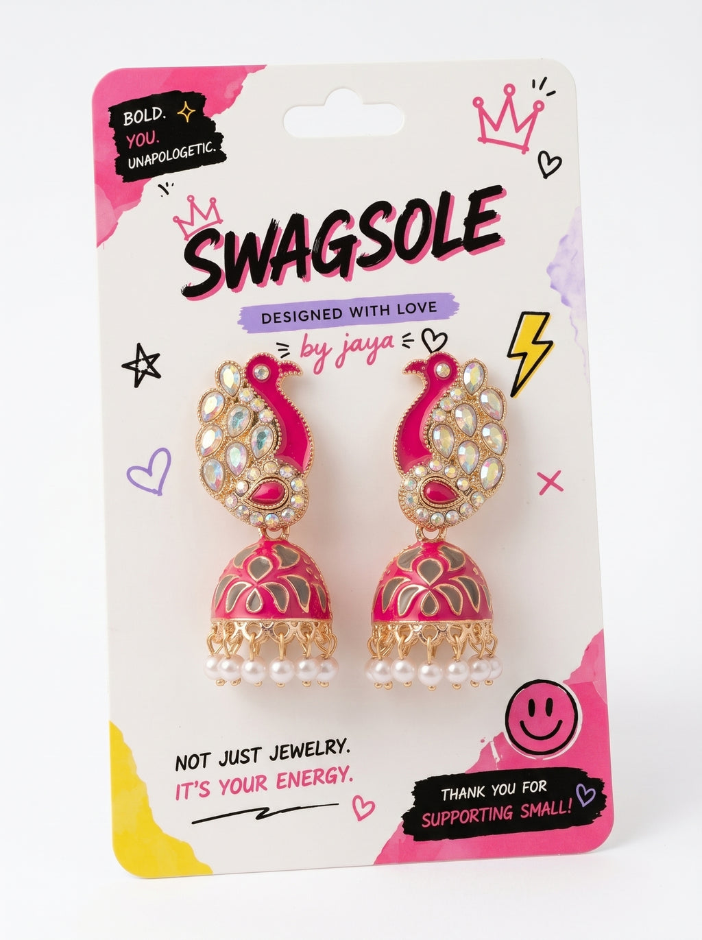 SwagSole Royal Peacock Meenakari Jhumka Earrings | Traditional Festive Wear