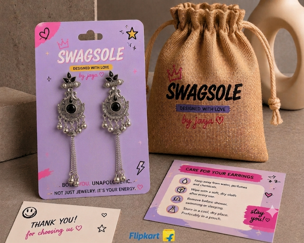 SwagSole Small Midnight Black Kashmiri Korean Drop Earrings | Minimalist Jewelry