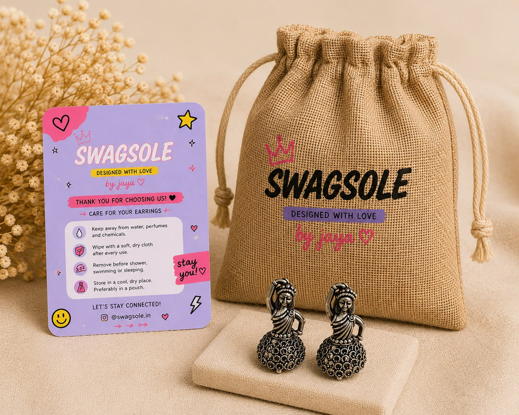 SwagSole Traditional Oxidised Jhumka Earrings for Women