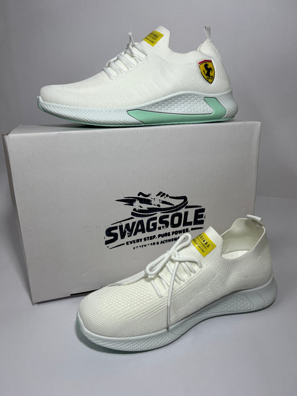 SWAGSOLE Luxury Inspired White Comfort Trainers | Sixty ml
