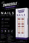 Rose Pink Branch & Blossom Press-On Nails - Swagsole 24 Pcs Pastel Floral Fake Nails
