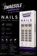 Modern Monochrome Grid Press-On Nails - Swagsole 24 Pcs Chic Abstract Fake Nails