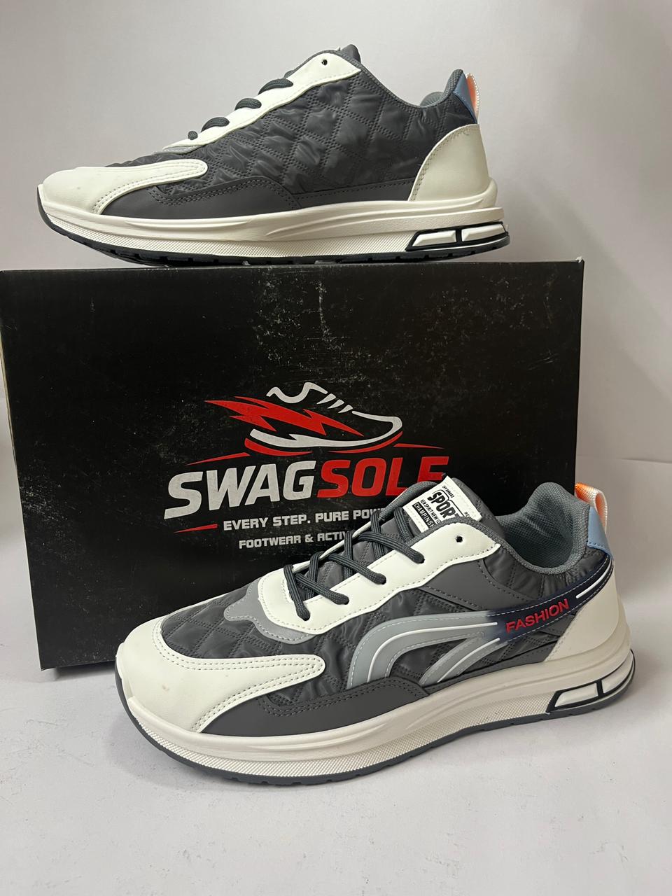 SWAGSOLE Limited Edition | Lightweight Casual Sports Shoes | Grey & White
