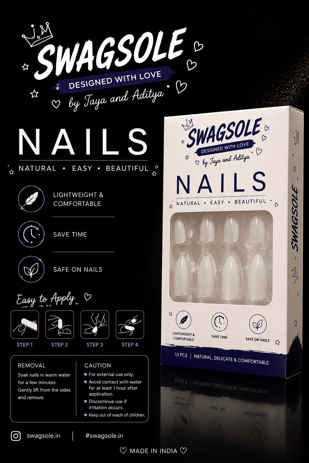 Minimalist Milk White Press-On Nails - Swagsole 12 Pcs Classic Solid Almond Nails