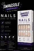 Nude French Heart Bow Press-On Nails - Swagsole 12 Pcs Classy Reusable Fake Nails