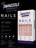 Pink Ombre Butterfly Press-On Nails - Swagsole 12 Pcs Reusable Glossy Fake Nails