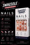 Cute Terracotta Cat & Paw Press-On Nails - Swagsole 12 Pcs Kawaii Reusable Fake Nails