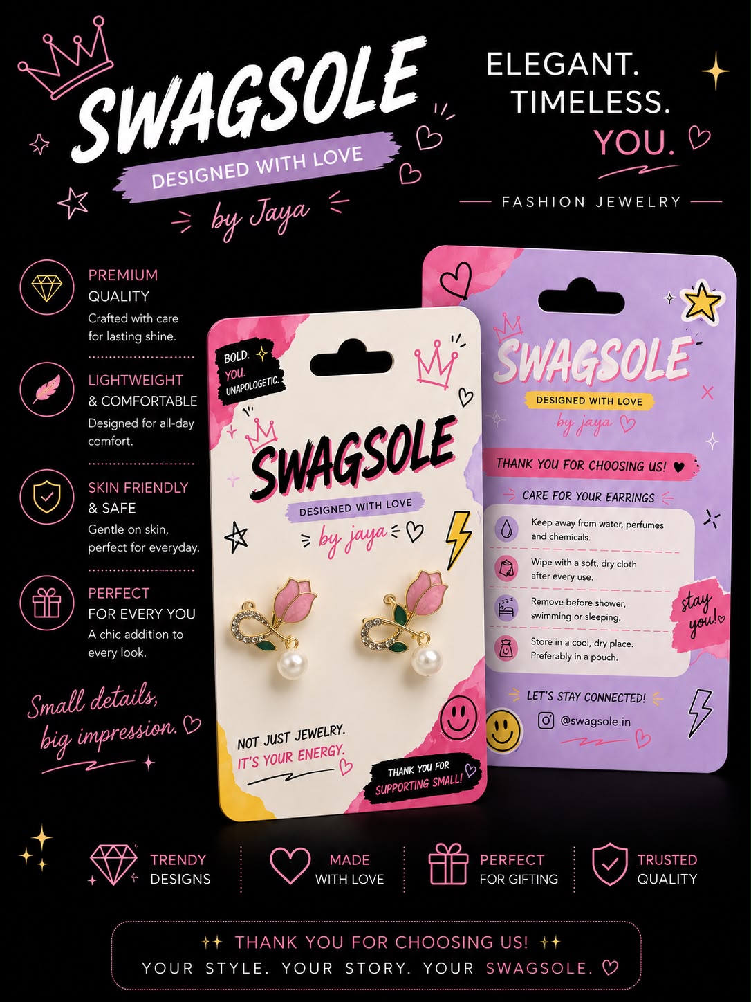 Pink Tulip Pearl Drop Earrings - Swagsole Premium Anti-Tarnish Floral Fashion Jewelry